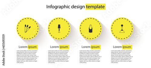 Set False nails, Nail polish, Broken and Milling cutter for manicure. Business infographic template. Vector