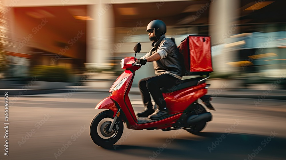 Fototapeta premium Scooter driver delivering food