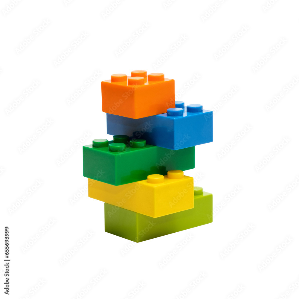 Fototapeta premium Multicolored figure Lego blocks close up. Kherson, Ukraine - January 21, 2021.