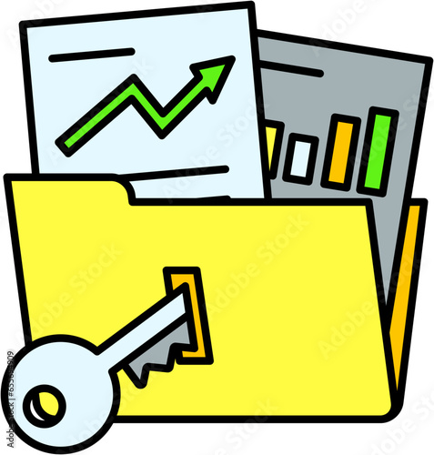 safety profile information document flat lined icon