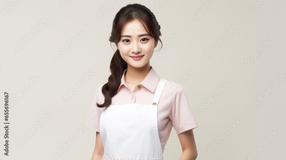 Pretty Asian young woman is standing against white background Pretty Asian young woman is standing against white background
