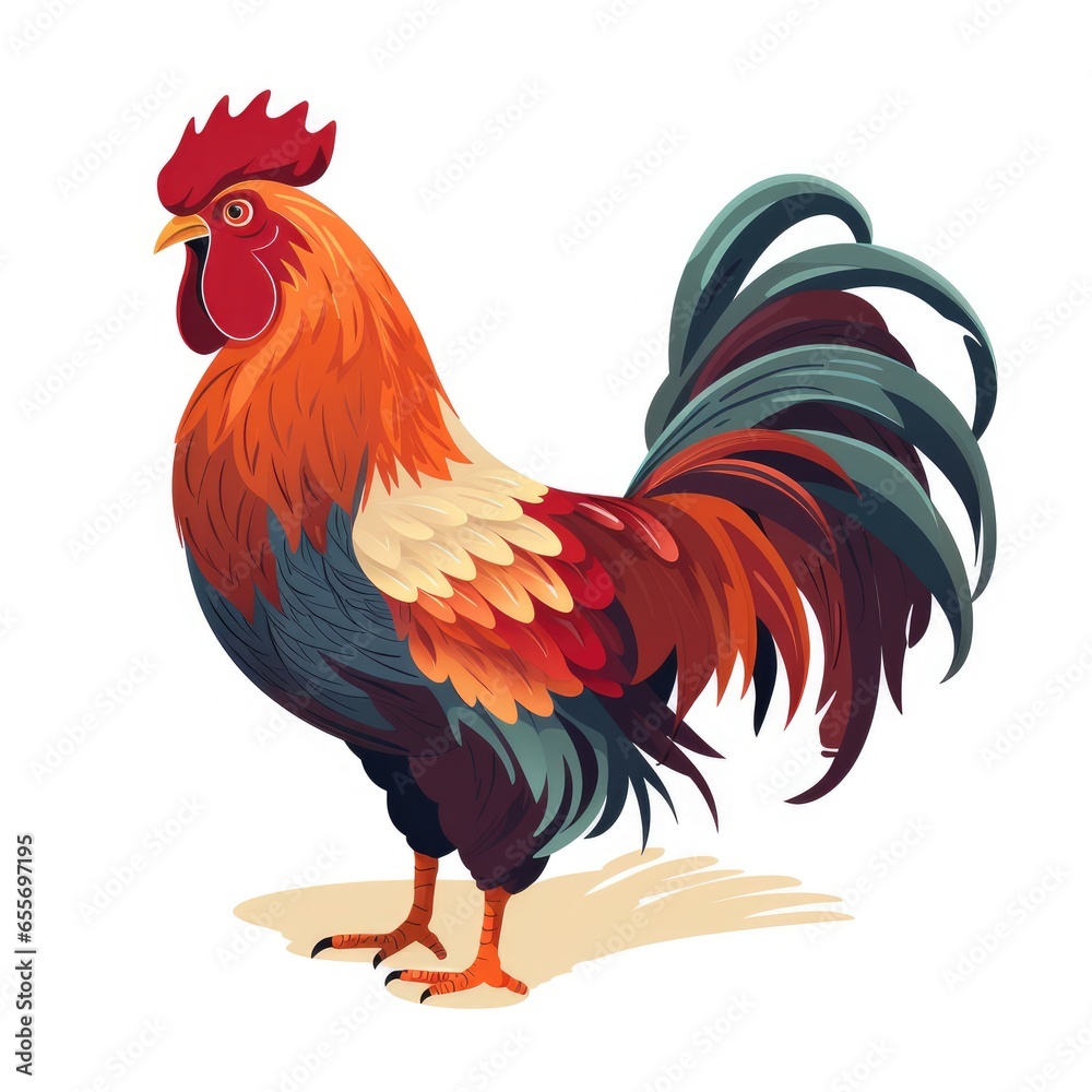 Fototapeta premium Cartoon rooster illustration, AI generated Image