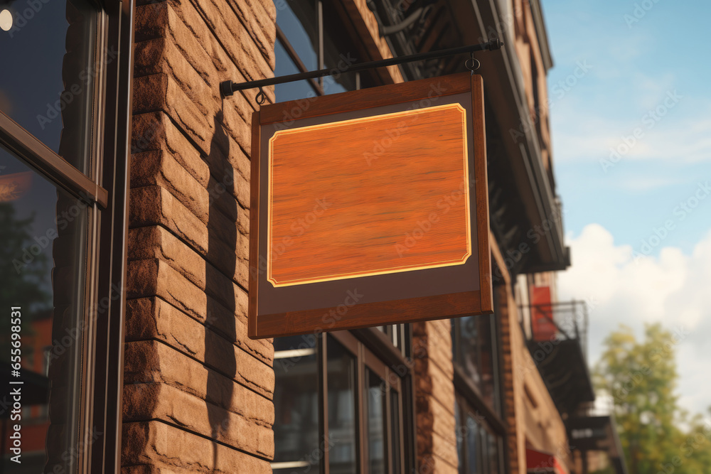 Blank store signage sign design mockup isolated. Signboard for logo