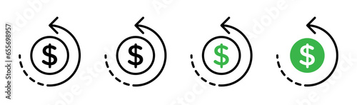Repayment icon set in black filled and outlined style. suitable for UI designs photo