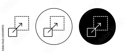 scalability icon set in black filled and outlined style. suitable for UI designs photo