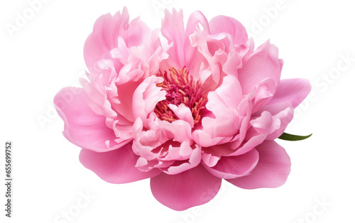 Attractive Pink Peony Flower Isolated on White Transparent Background.