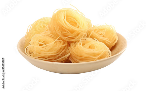 Tasty and Delicate Angle Heir Pasta Isolated on White Transparent Background.