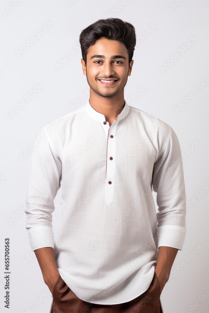 Charismatic Indian College Boy in Kurta and Jeans Blending Tradition and Modernity Charismatic Indian College Boy in Kurta and Jeans Blending Tradition and Modernity