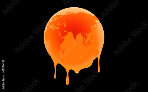 This graphic of a melting Earth is about the environment and climate change. This graphic portrays the critical subject of global warming and its effects on our planet poignantly