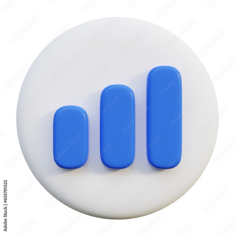 Bar Chart 3D Icon on white circle. Bar Chart 3D Icon on white circle.