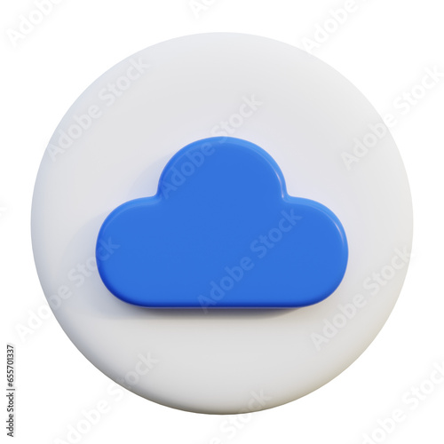 Cloud 3D Icon on white circle.