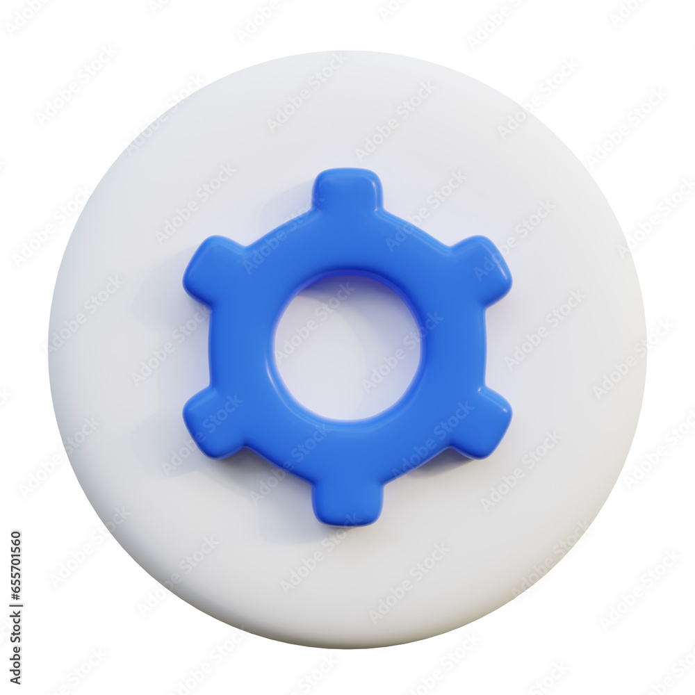 Setting 3D Icon on white circle. Setting 3D Icon on white circle.