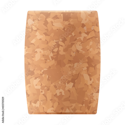 Realistic image of an unused cork with texture for a wine bottle on a white background. Vector illustration