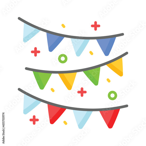 Colorful buntings for party decoration, garlands and festive decoration accessory
