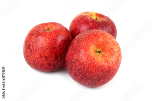 Three red apples isolated on white background