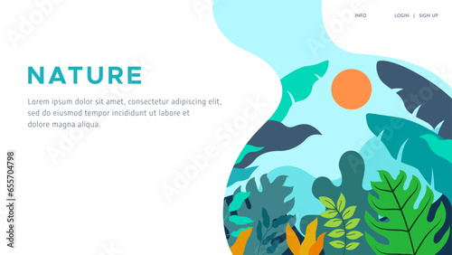 website interface design with the concept of nature and plants, leaves and flowers. natural feel website