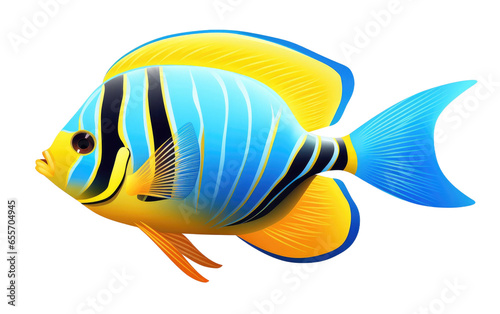 Colorful Angelfish Isolated on White Transparent Background.
