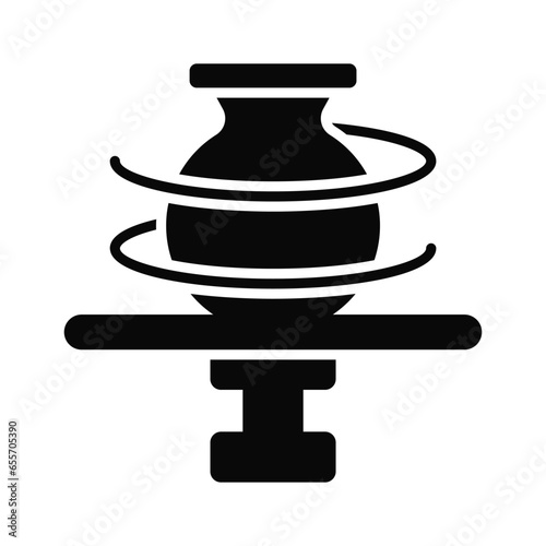 Clay crafting vector design in modern style, making pottery with rotary technique