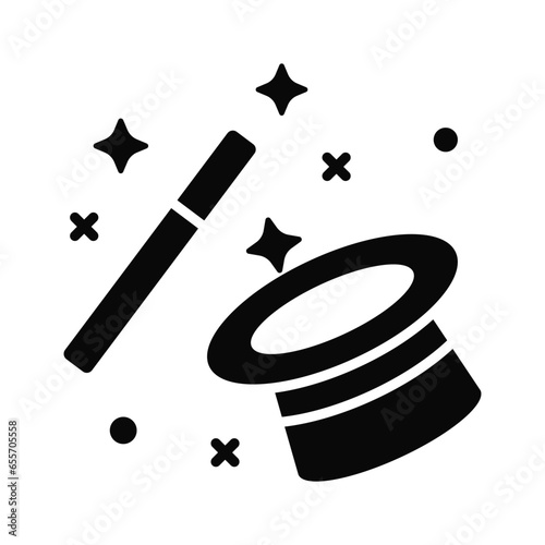Hat and wand showing concept icon of magic hat, download this premium icon of magician hat