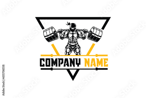 fitness mascot logo design vector with modern illustration concept style for badge  emblem and tshirt printing. ninja fitness illustration.