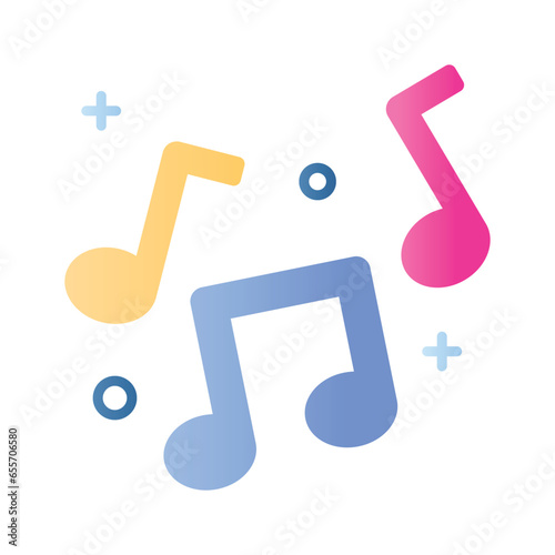 Music notes, song, melody or tune flat vector icon for musical apps and websites, trendy design