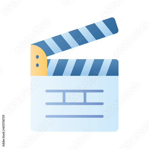 Movie clapper board, filmmaking device icon in modern style, ready to use vector