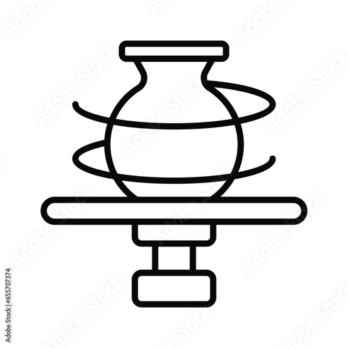 Clay crafting vector design in modern style, making pottery with rotary technique
