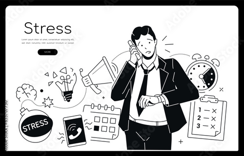 Stress at work - modern line design style banner