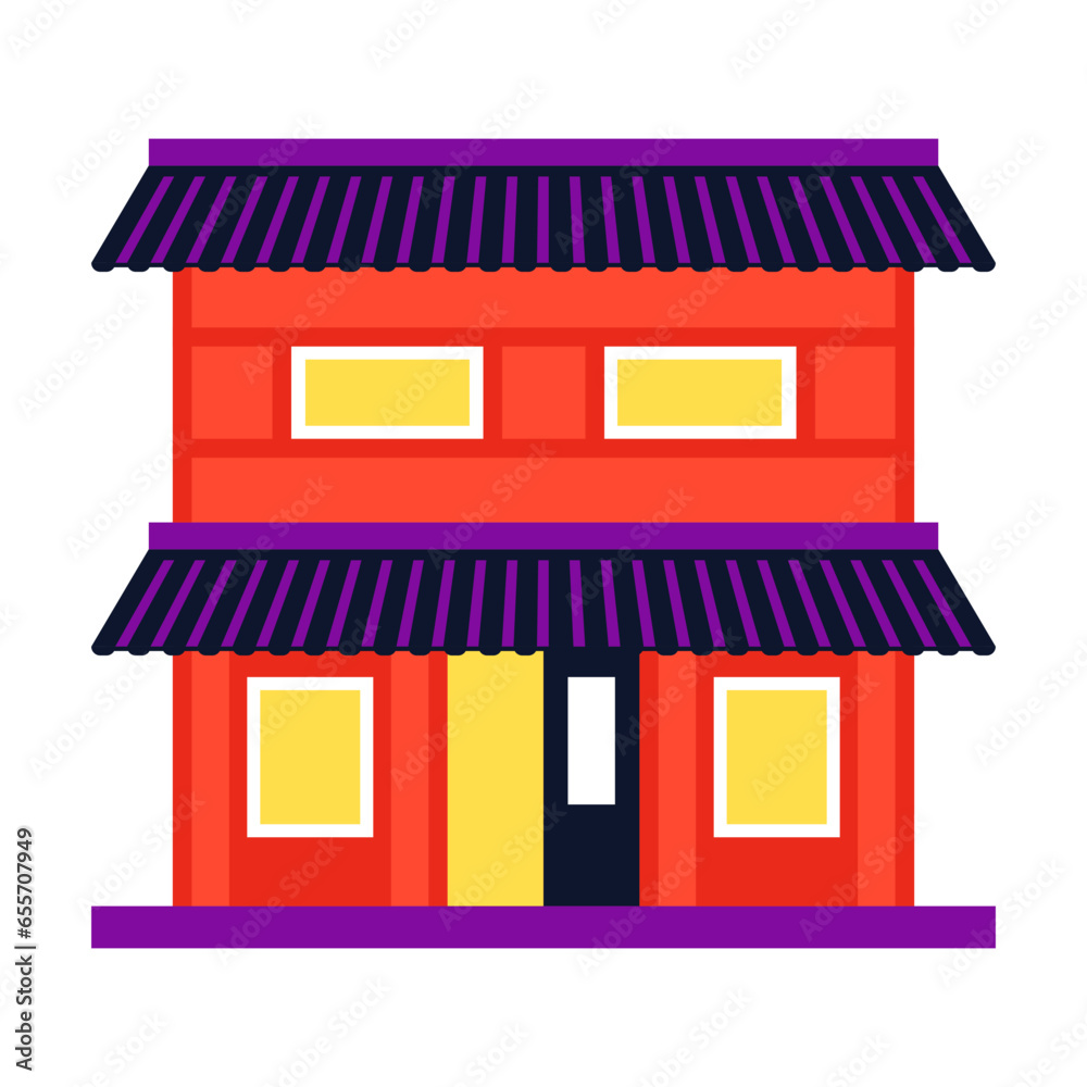 Japanese house - modern flat design style single isolated image Japanese house - modern flat design style single isolated image