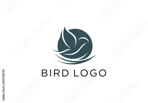 Vector logo on which an abstract image of a hummingbird bird with color fragments. 
