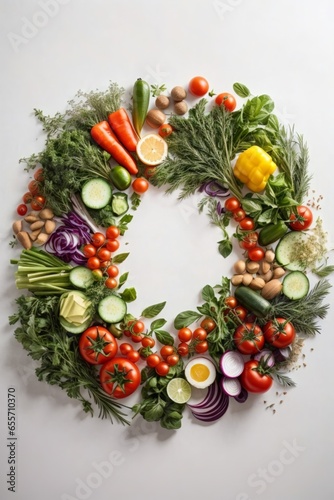 A beautifully arranged vegetable platter in a circular shape