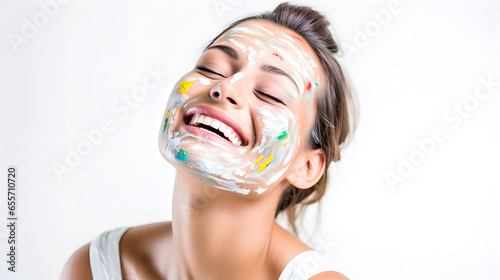 chicas con la cara pintada sonriendo y felices