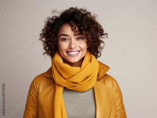 Indian Winter Style Maven Captivating Audience in Cozy Fashionable Attire with Warm Smile photo