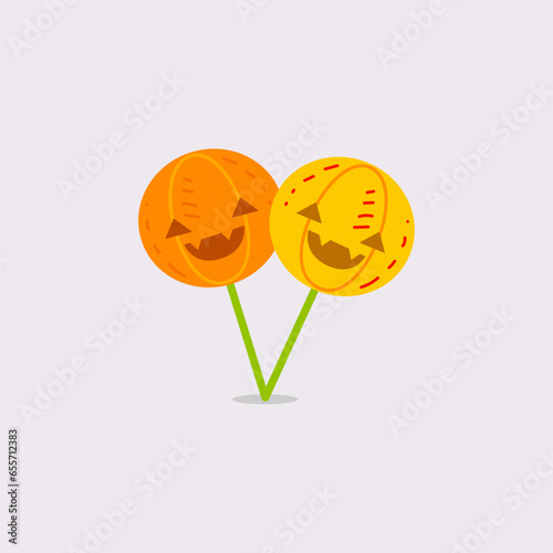 Candy Pumpkin happy halloween logo design icon element vector