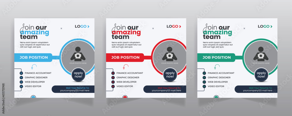We are hiring job vacancy social media post or square web banner template - obrazy, fototapety, plakaty 
