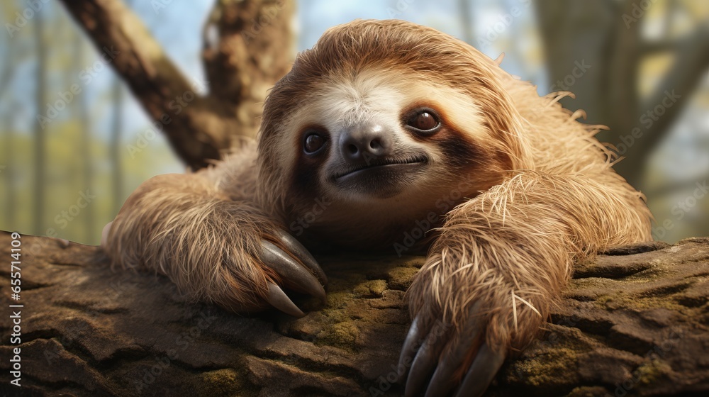 Fototapeta premium Close-up portrait of a sloth