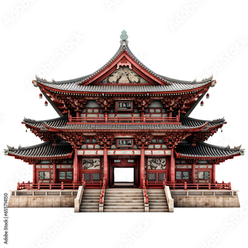 3D rendering of a traditional Japanese temple 
PNG Cutout, Generative AI.png photo