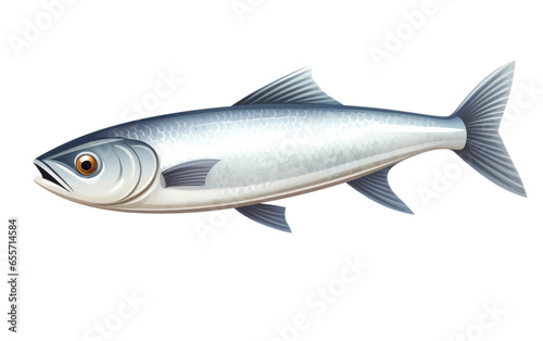Silver Herring Fish Isolated on White Transparent Background.