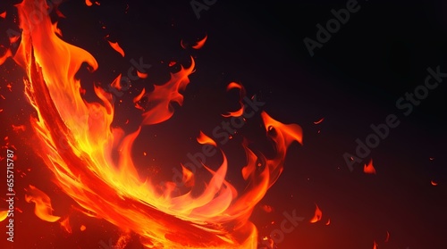 Fire background ,flames of fire on a black background, Fire covering on black background. Concept of particles , sparkles, flame and light. Generative Ai 