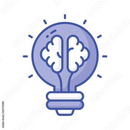 Brain inside lightbulb showing innovative thinking modern concept vector
