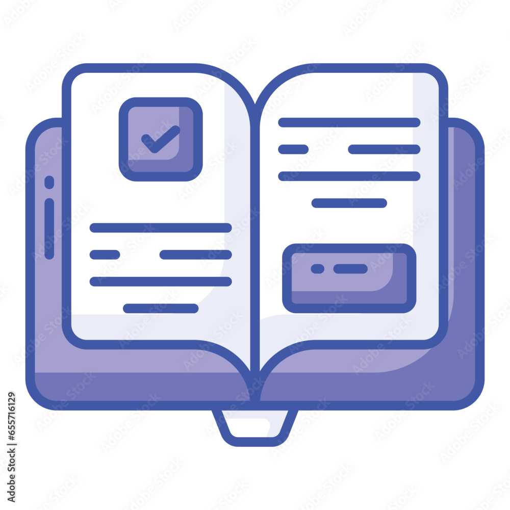 Organized book of reference on a certain field of knowledge, employee handbook icon design - obrazy, fototapety, plakaty 