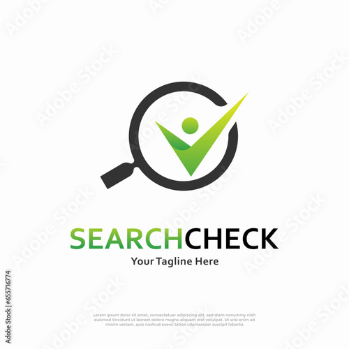 Vector search check icon magnifier logo design