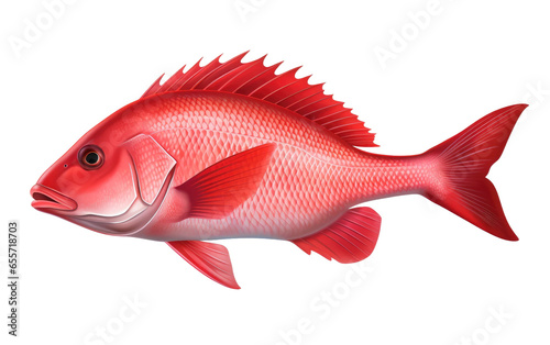 Red Snapper Fish Isolated on White Transparent Background.