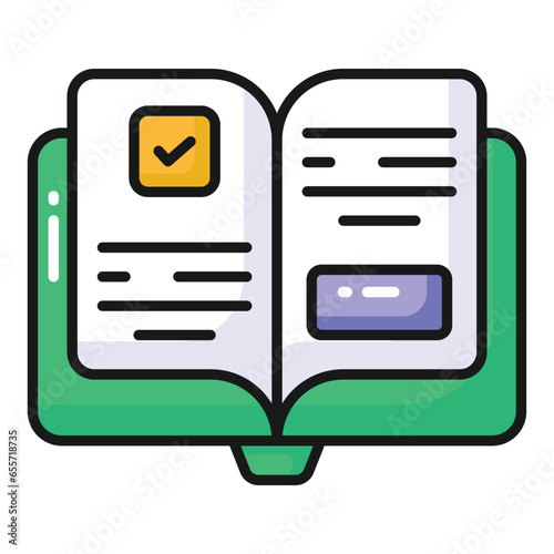 Organized book of reference on a certain field of knowledge, employee handbook icon design
