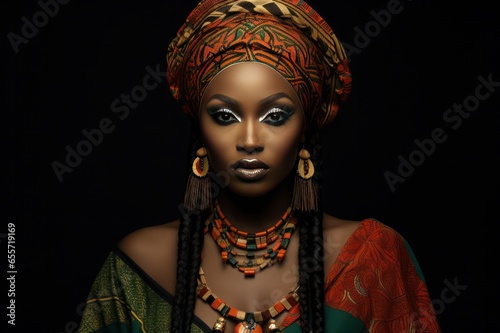 portrait of diverse woman in ethnic African fashion outfit