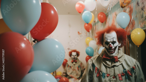 Terrifying Revelry: Killer Clowns Reign Over the Celebration, generative ai