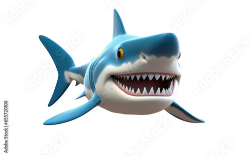 Blue and White Shark Isolated on White Transparent Background.