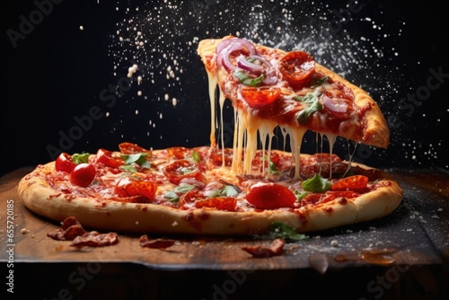 Dynamic Pizza Excitement Captured with Fast Shutter Speed Food Photography
