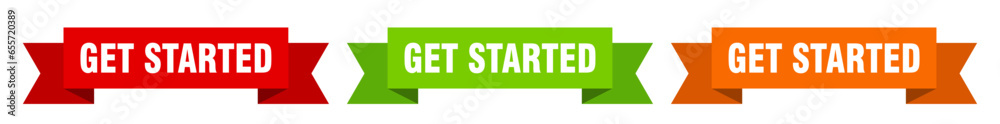 get started ribbon. get started isolated paper sign. banner get started ribbon. get started isolated paper sign. banner