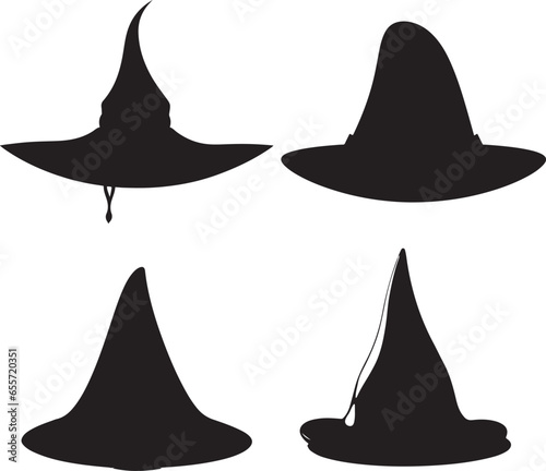 Halloween vector set of witch hats 
